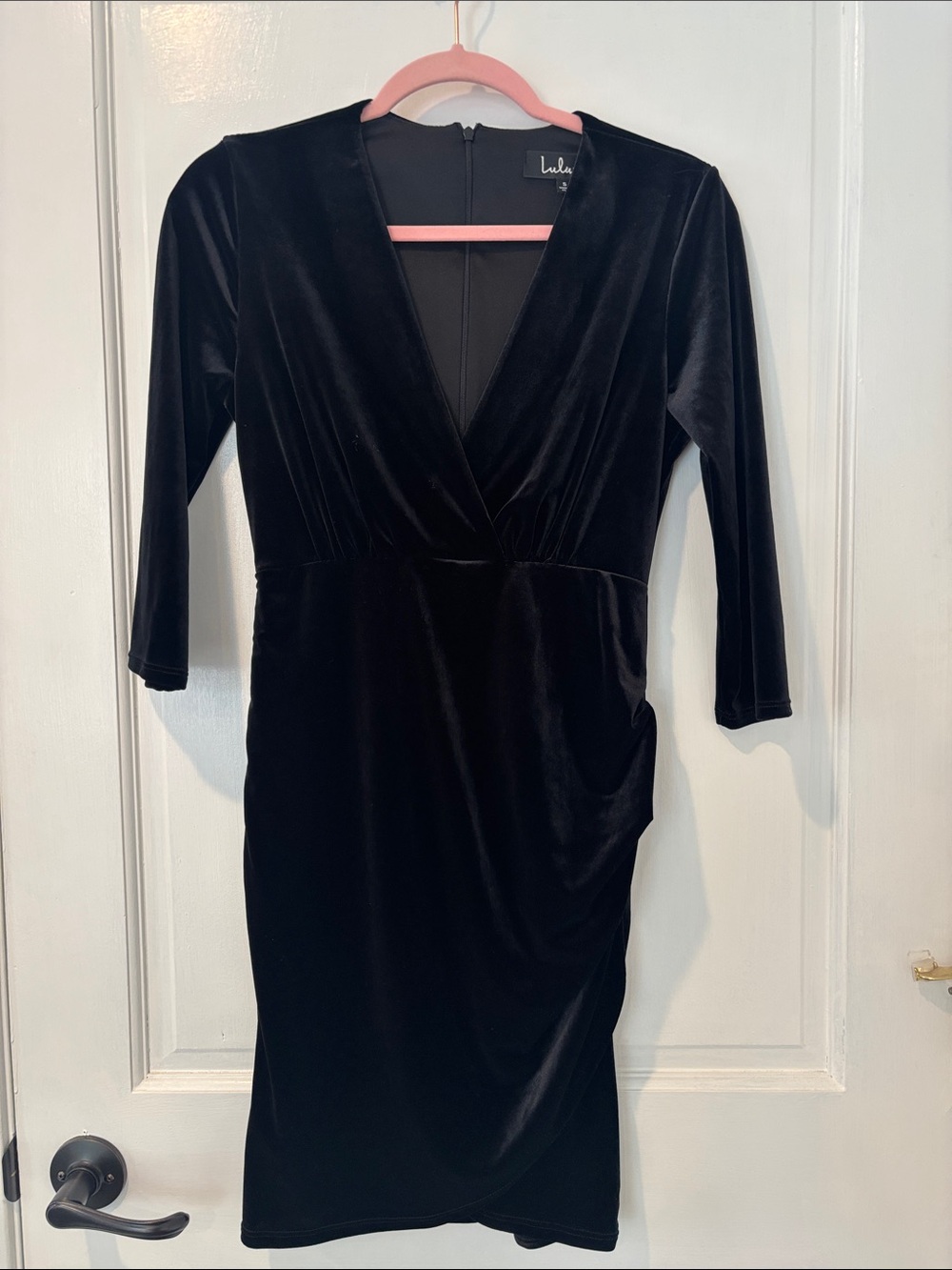 Lulus Anything For You Black Velvet Bodycon Dress - Size S - Picture 6 of 6